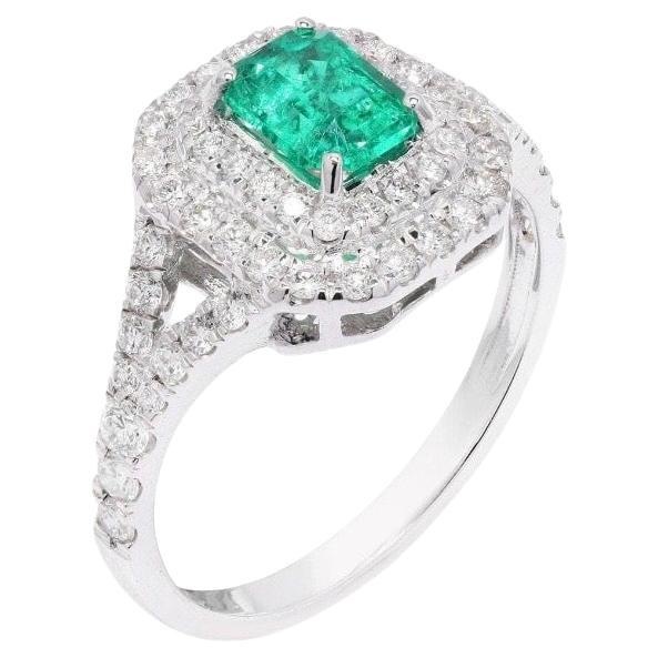 Natürlicher kolumbianischer Smaragd 
Diamant Ring in 18k Gold