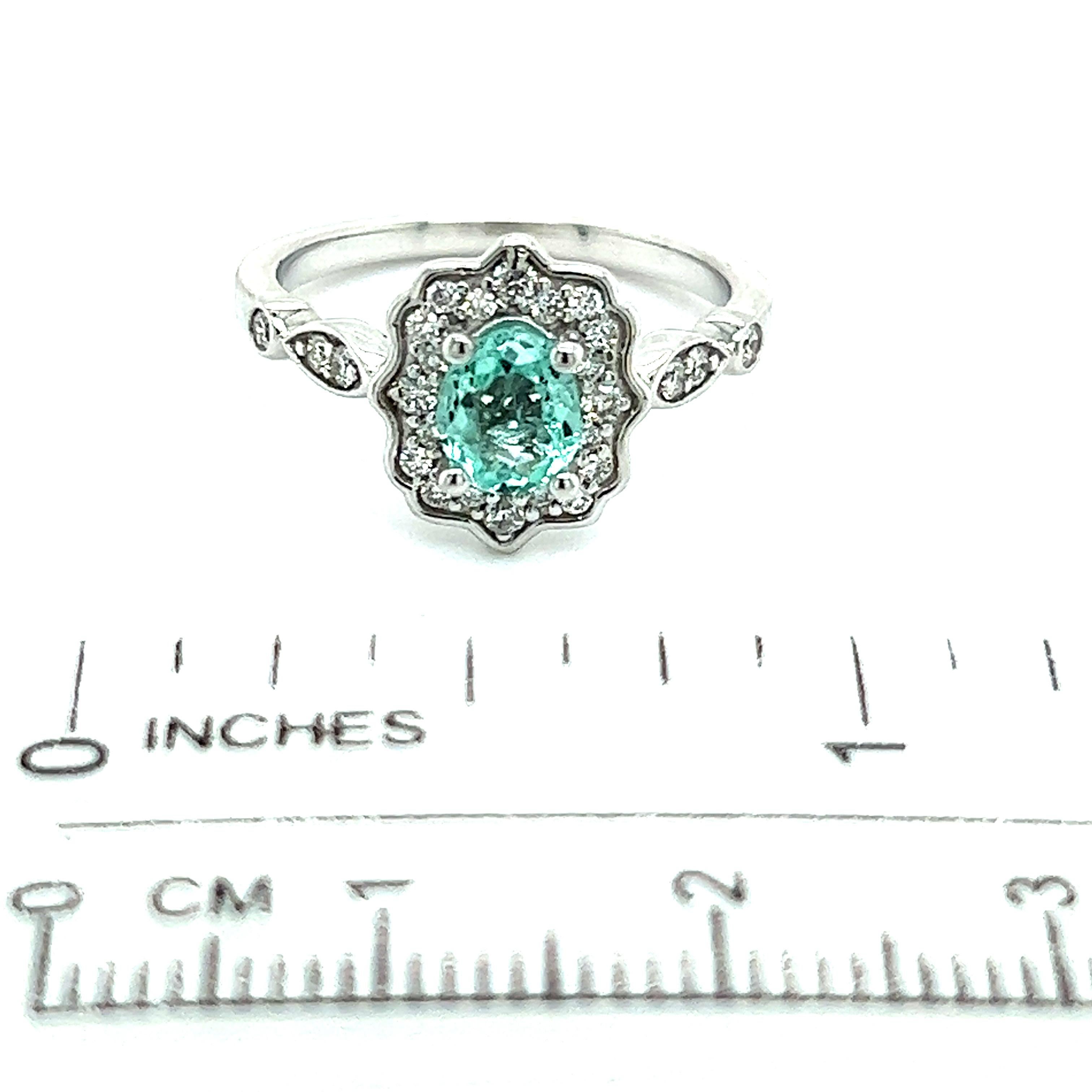 Natural Colombian Emerald Diamond Ring 14k W Gold 0.80 TCW Certified In Good Condition For Sale In Brooklyn, NY
