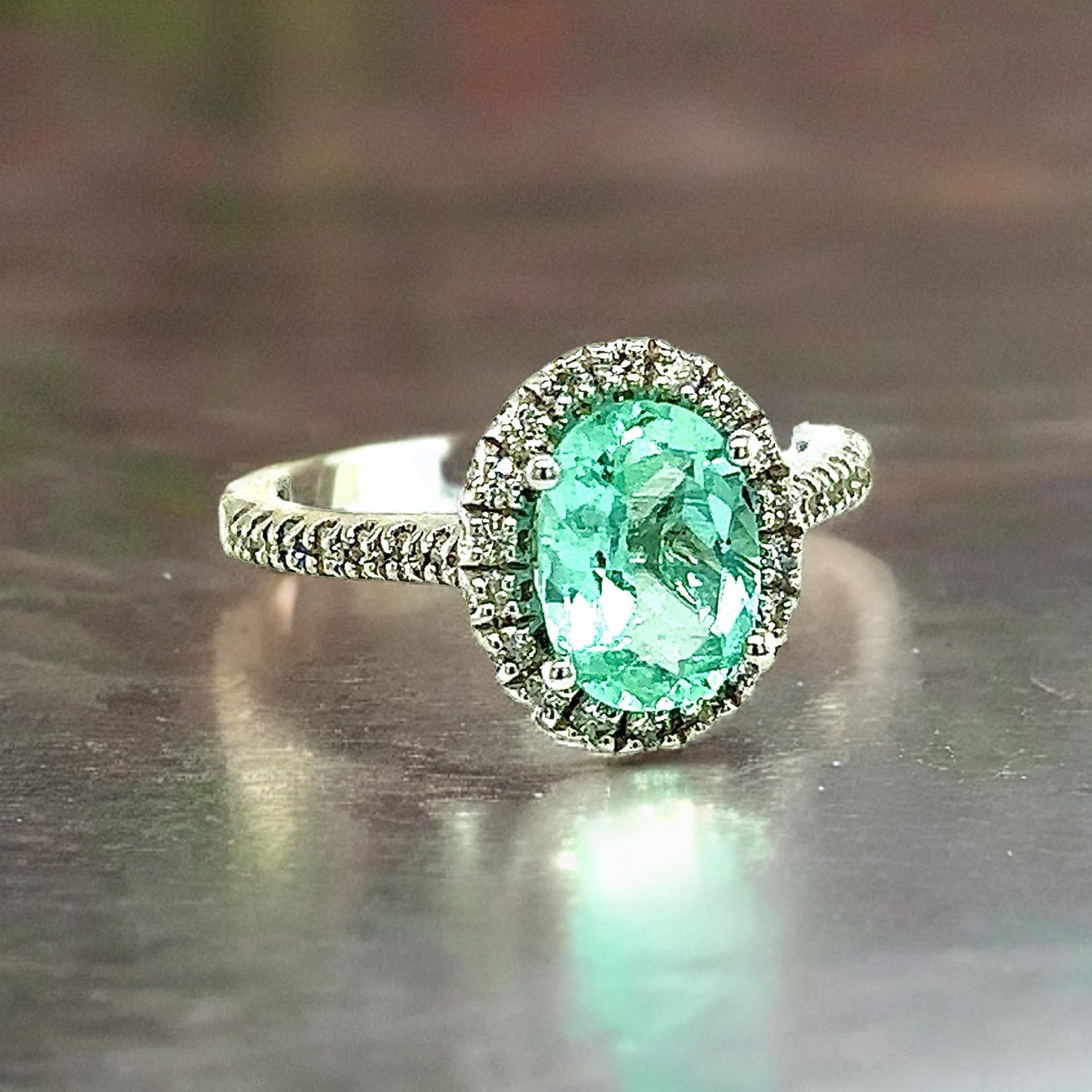 Women's or Men's Natural Colombian Emerald Diamond Ring Size 6.5 14k W Gold 2.98 TCW Certified For Sale
