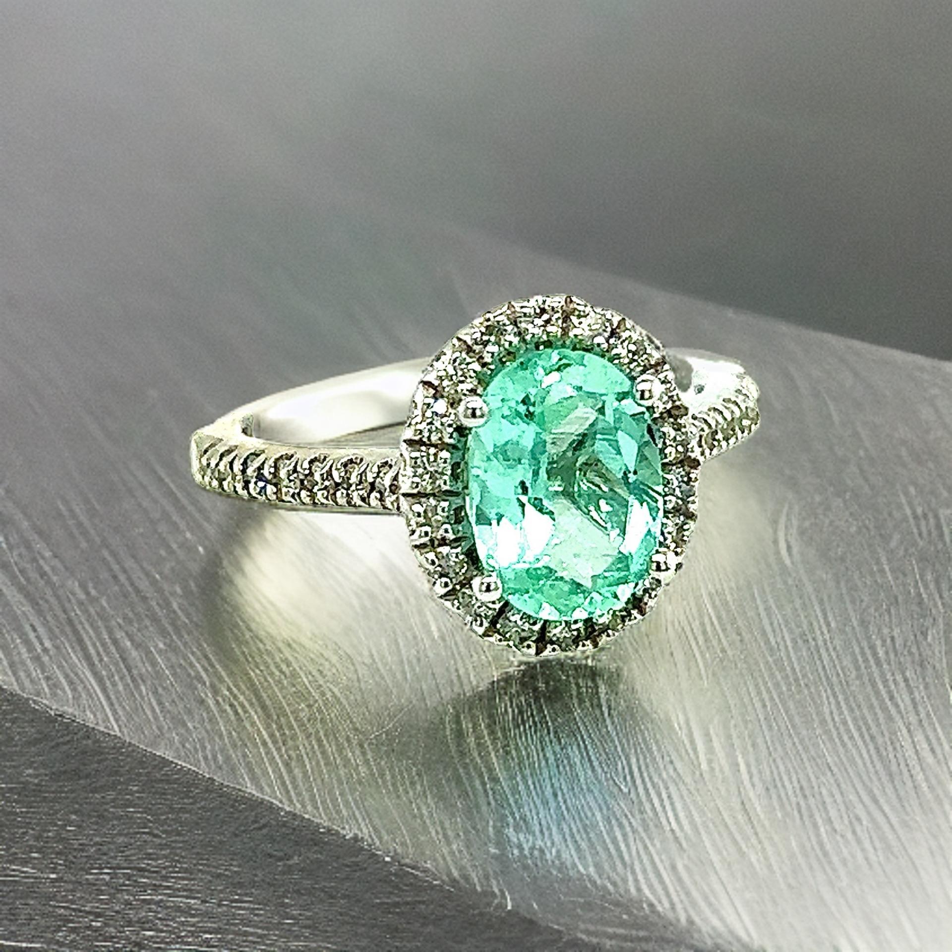 Natural Colombian Emerald Diamond Ring Size 6.5 14k W Gold 2.98 TCW Certified For Sale 3