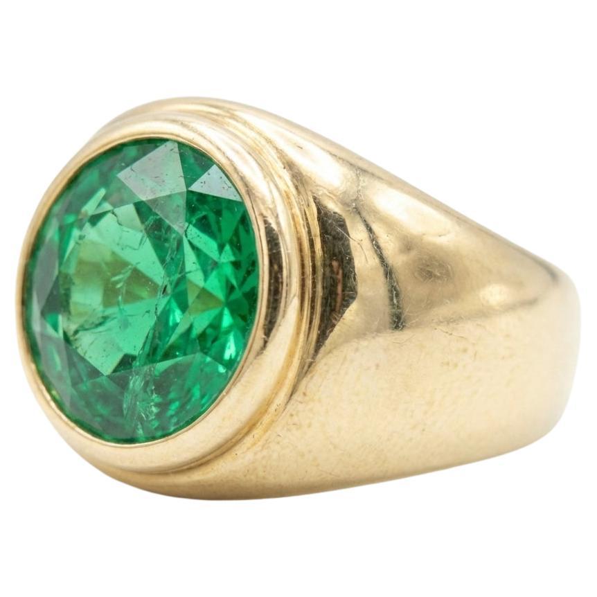 Natural Emerald Gentleman’s Yellow Gold Ring
