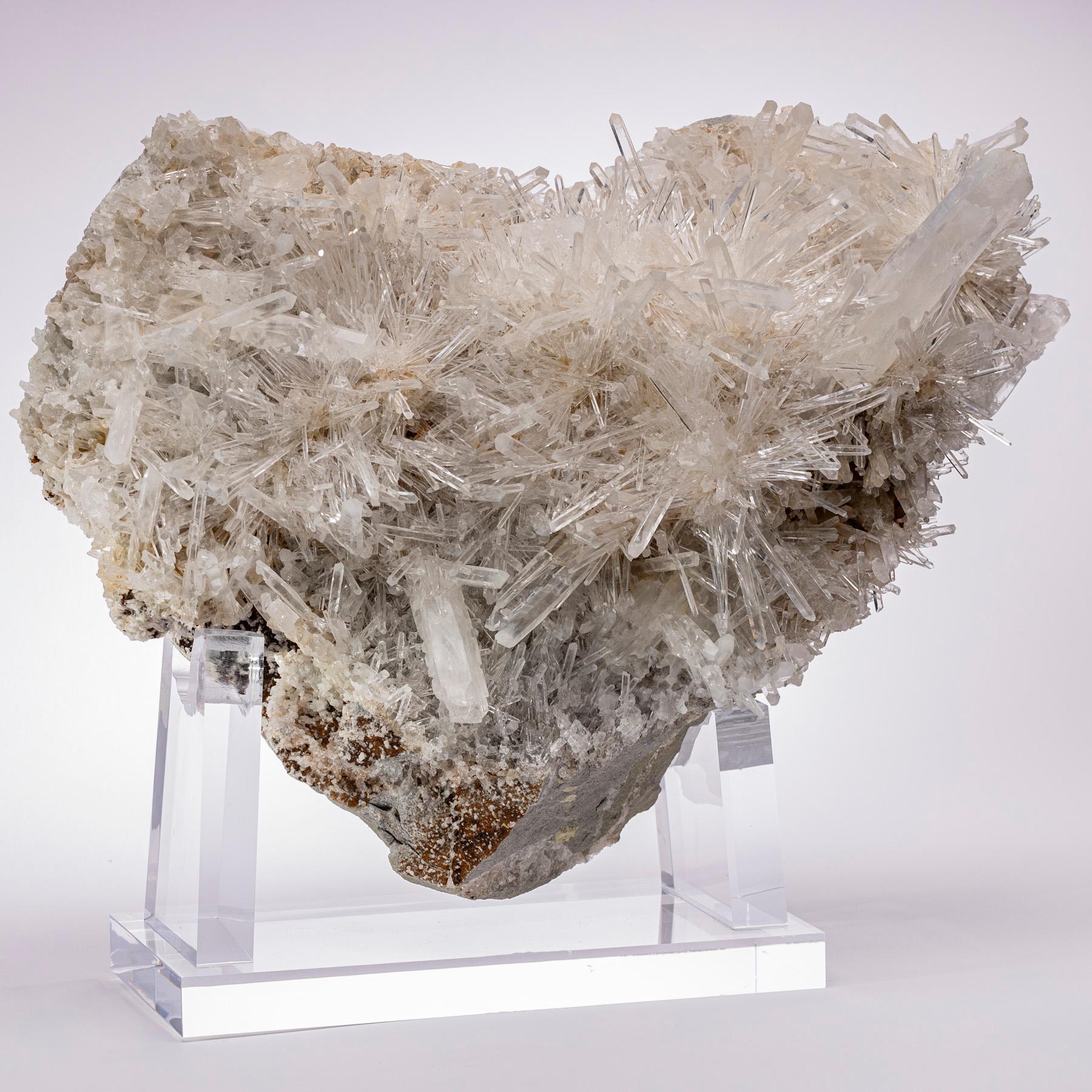 Organic Modern Natural Colombian Quartz Specimen  Mounted on Acrylic Base, a Collectors Piece