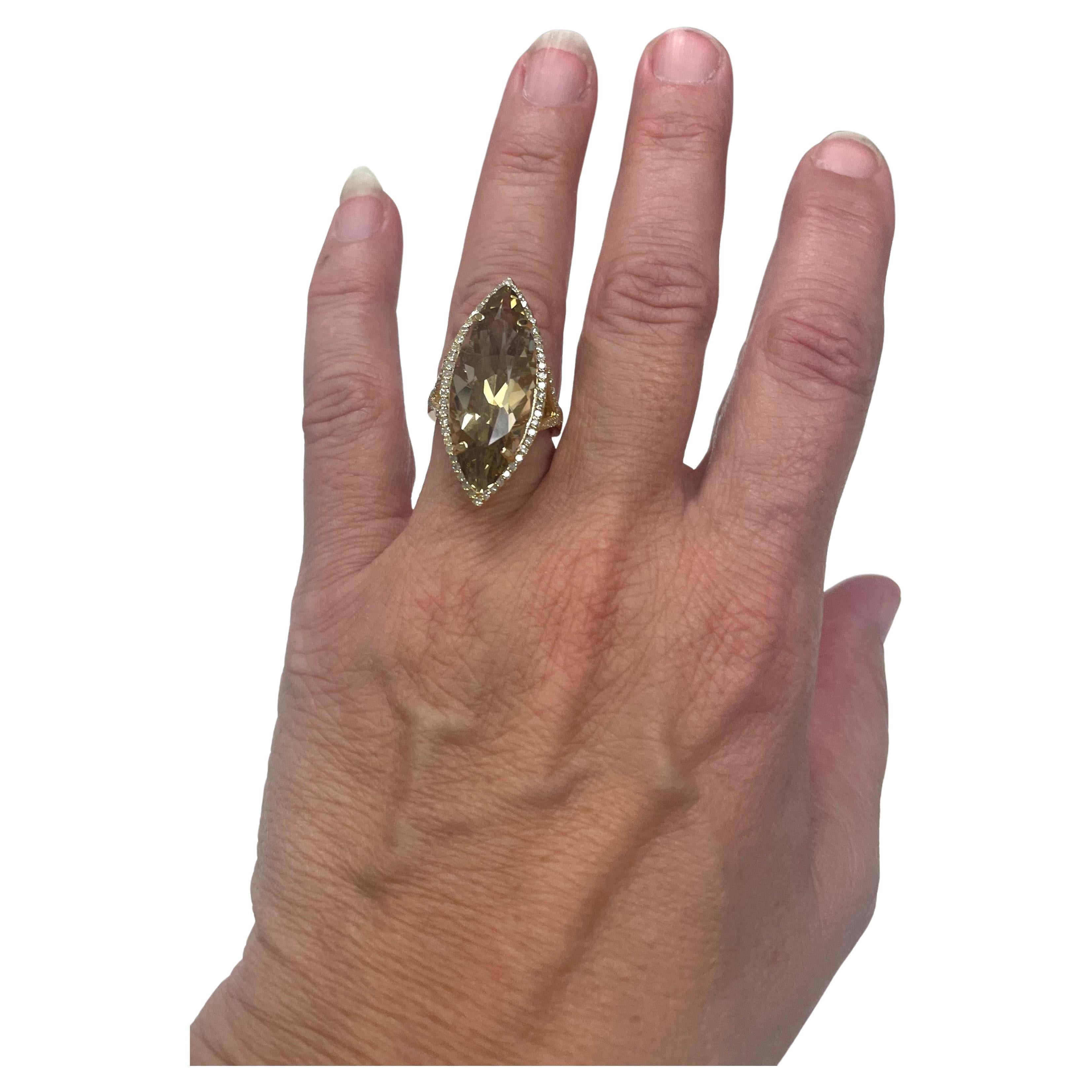 Natural Color Citrine with Pave Diamonds Paradizia Ring For Sale 5