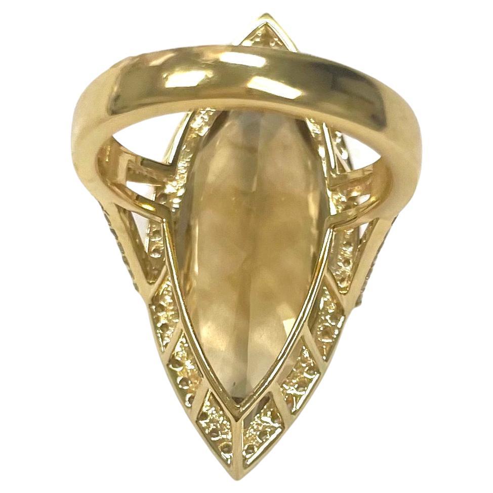 Natural Color Citrine with Pave Diamonds Paradizia Ring For Sale 8