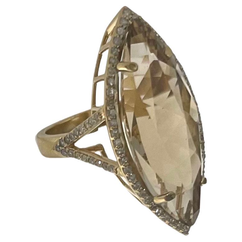 Natural Color Citrine with Pave Diamonds Paradizia Ring For Sale 11