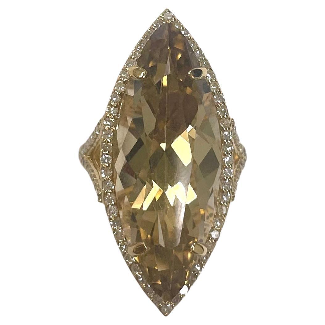Description
Striking and rare, untreated marquise shape Citrine with exceptional color and clarity, beautifully framed with pave diamonds creating a clean and dramatic style.
Item #R173

Materials and Weight
Citrine, 16cts, 30.3x11.7x9.3mm, marquise