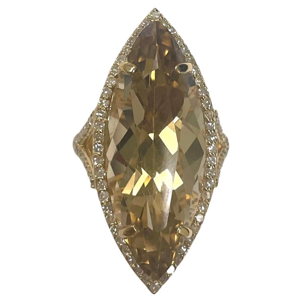  Paradizia-Ring mit natürlichem Citrin und Pavé-Diamanten (Kunsthandwerker*in) im Angebot