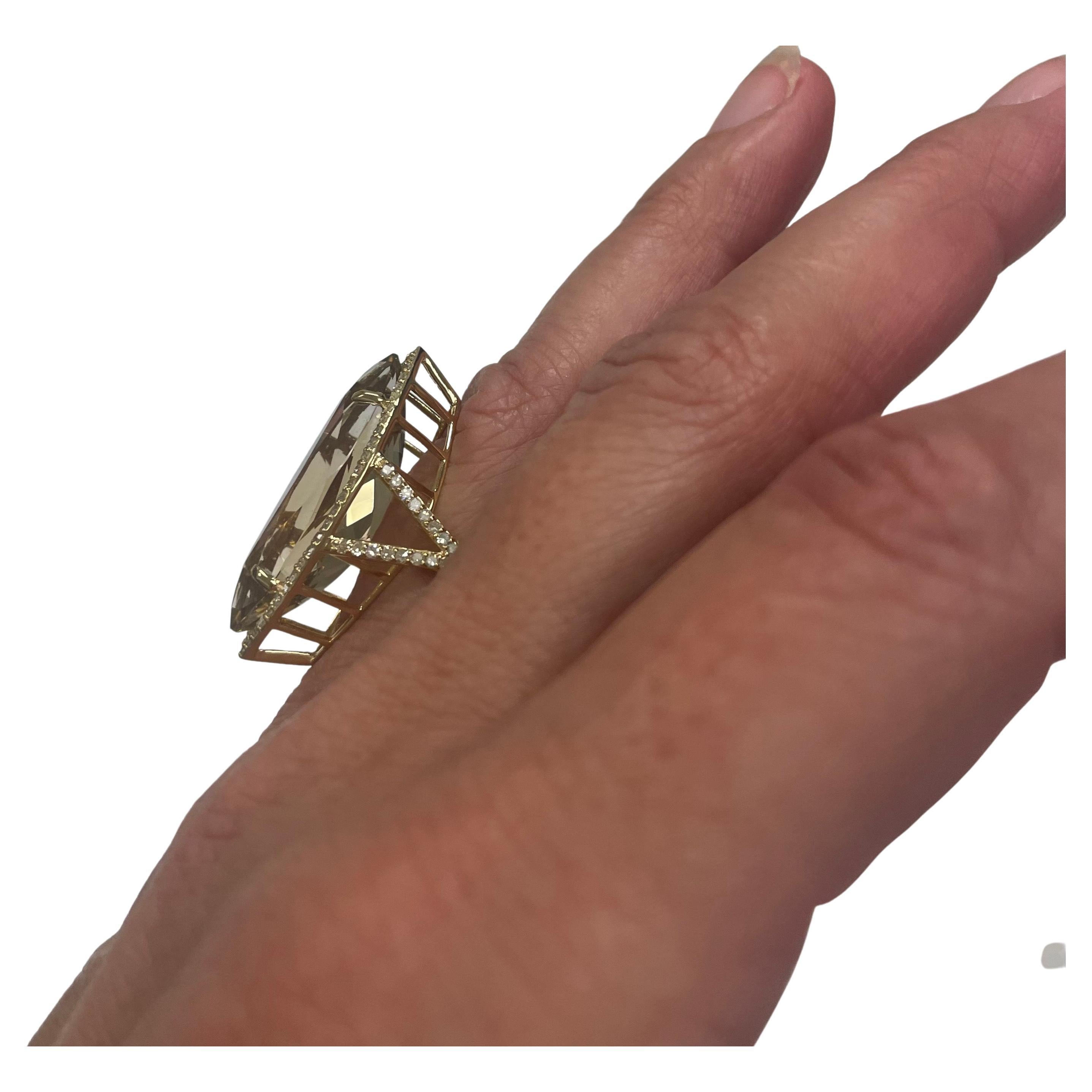  Paradizia-Ring mit natürlichem Citrin und Pavé-Diamanten im Angebot 2