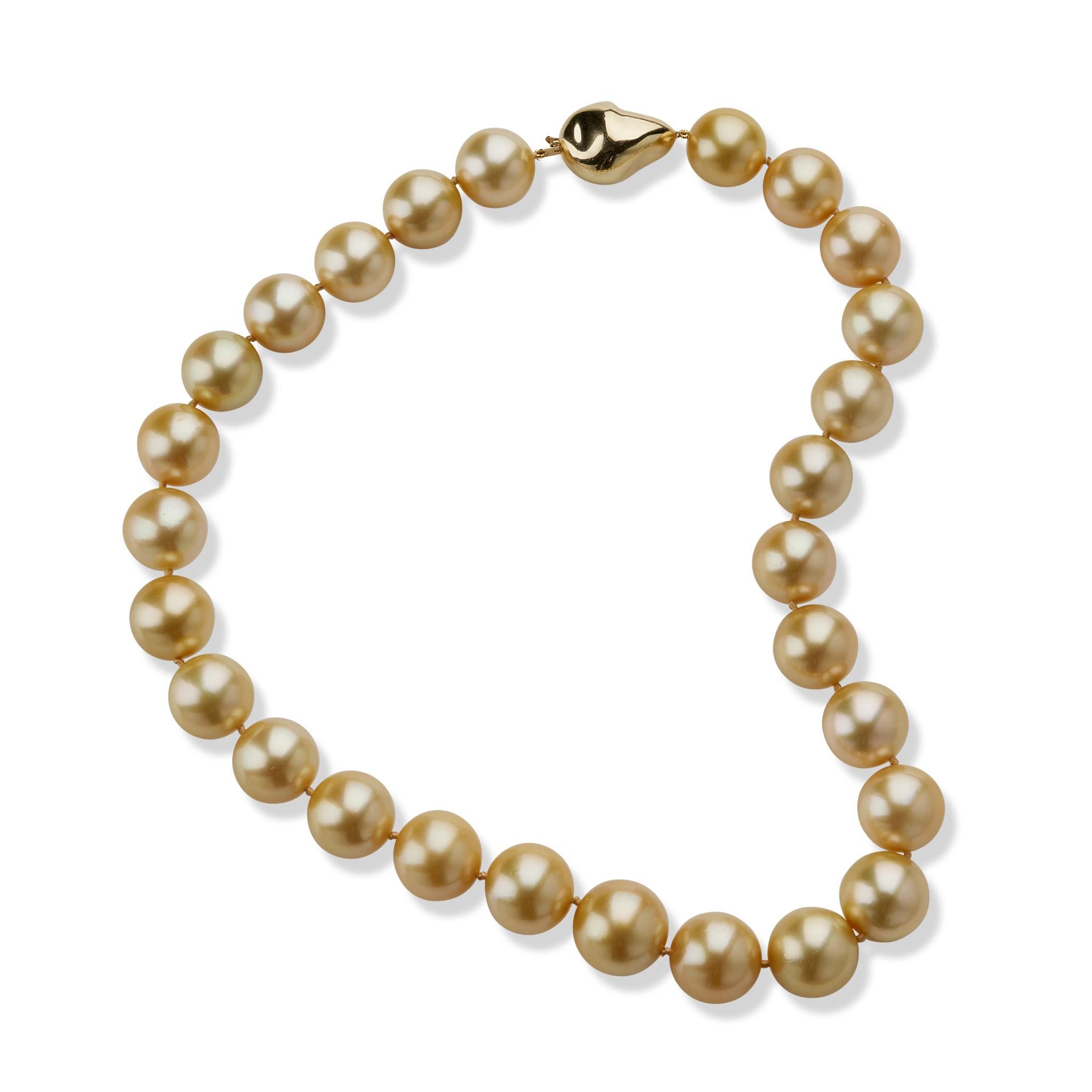 Natürliche Farbe Goldene Zucht-Südseeperlen-Halskette (Moderne) im Angebot