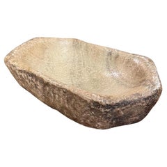 Natural Color Marble Food Offering Arrow Shaped Bowl, India, 19th Century