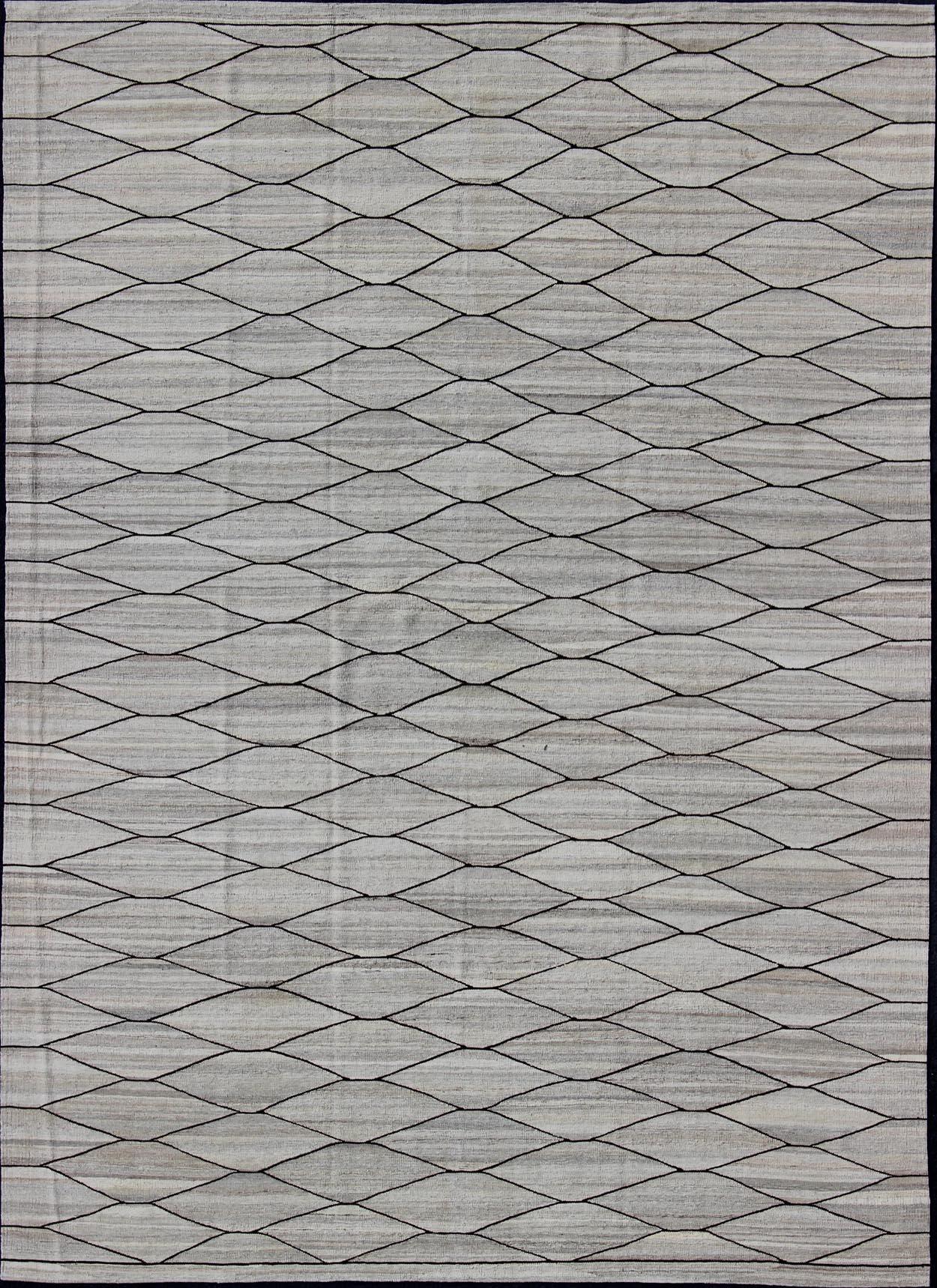 Hand-Woven Natural Color Tone Hand Woven Flat-Weave Kilim  For Sale