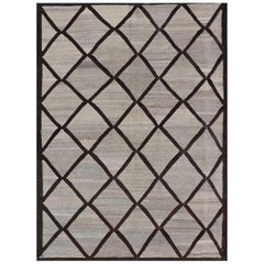 Natürlicher farbenfroher Flachgewebe-Kelim in Diamant-Design