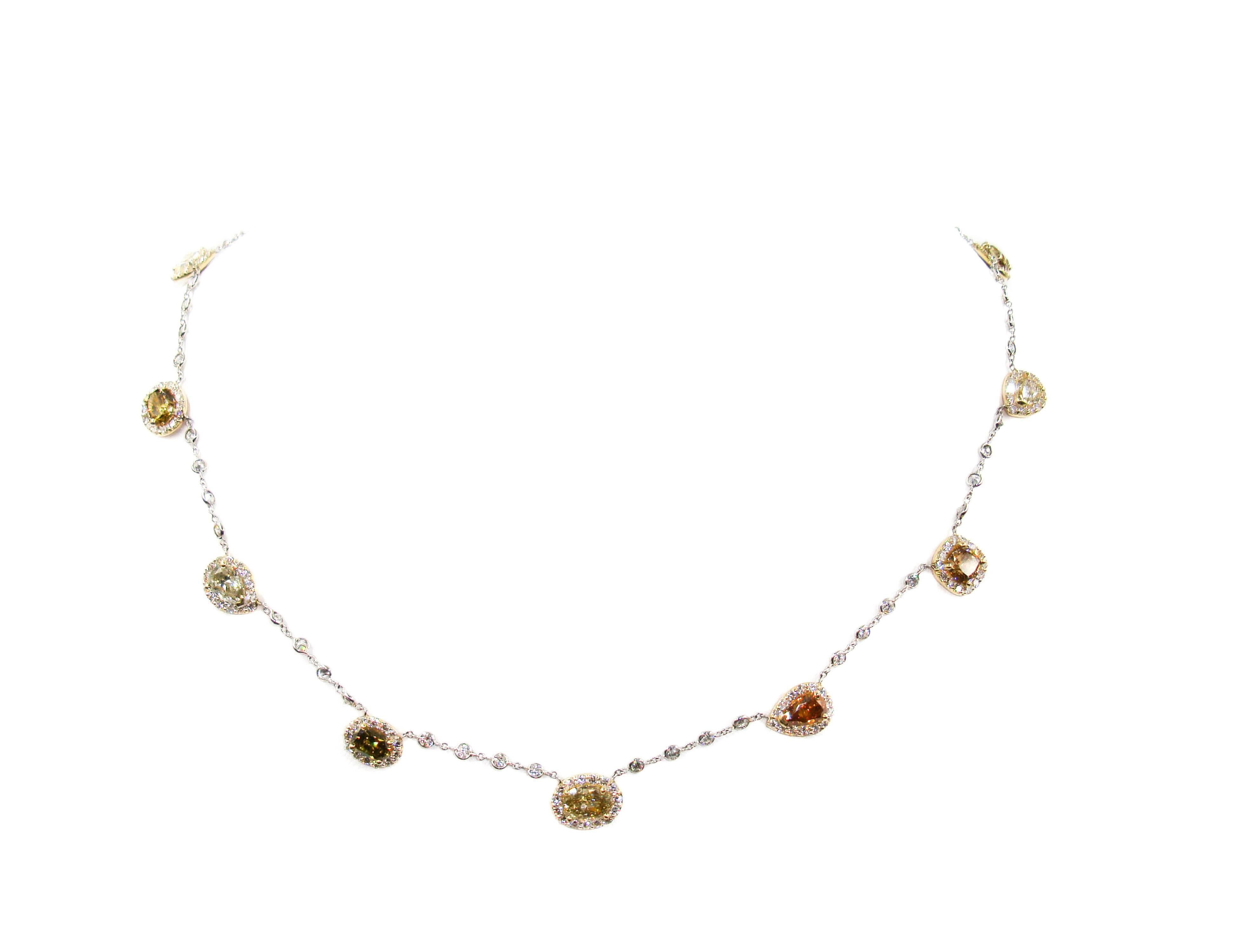 Natural Colored Diamond Necklace In New Condition For Sale In Greenwich, CT