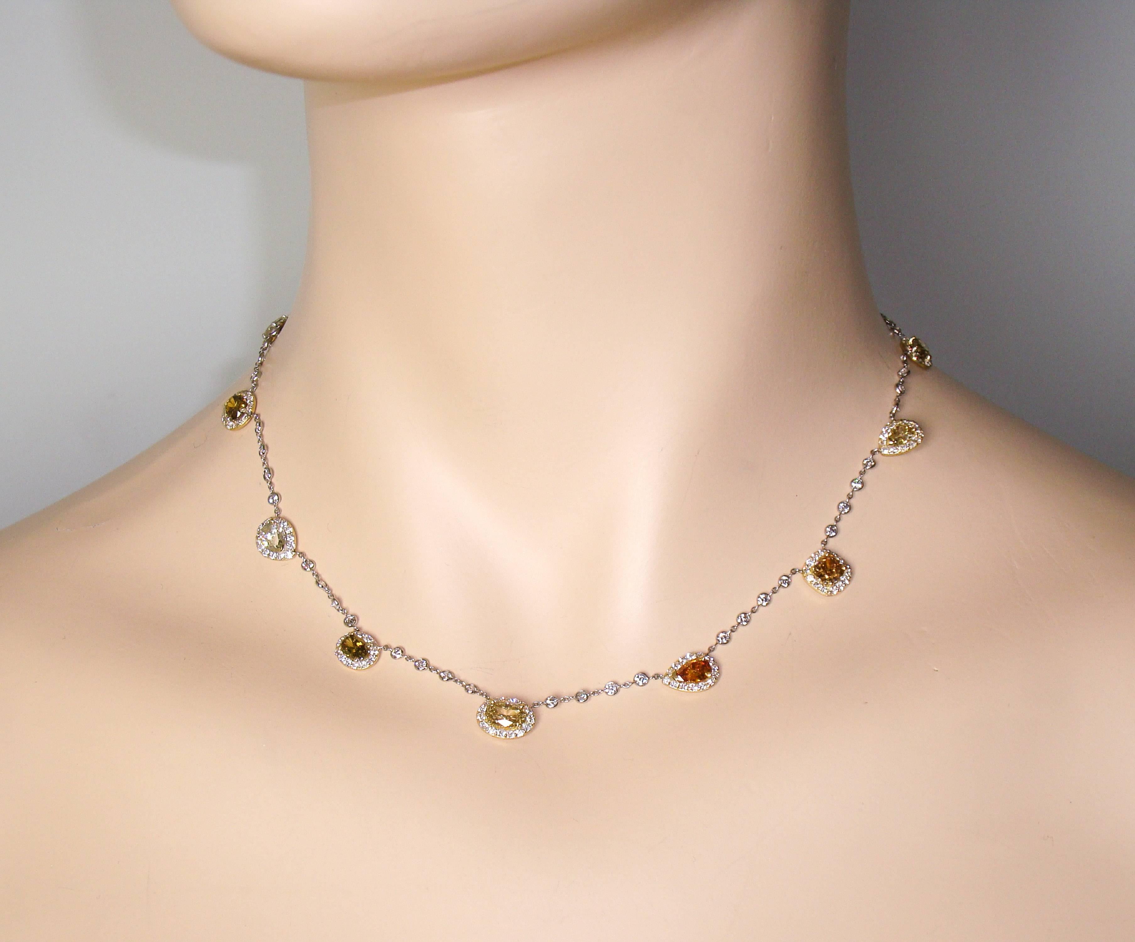 Women's Natural Colored Diamond Necklace For Sale