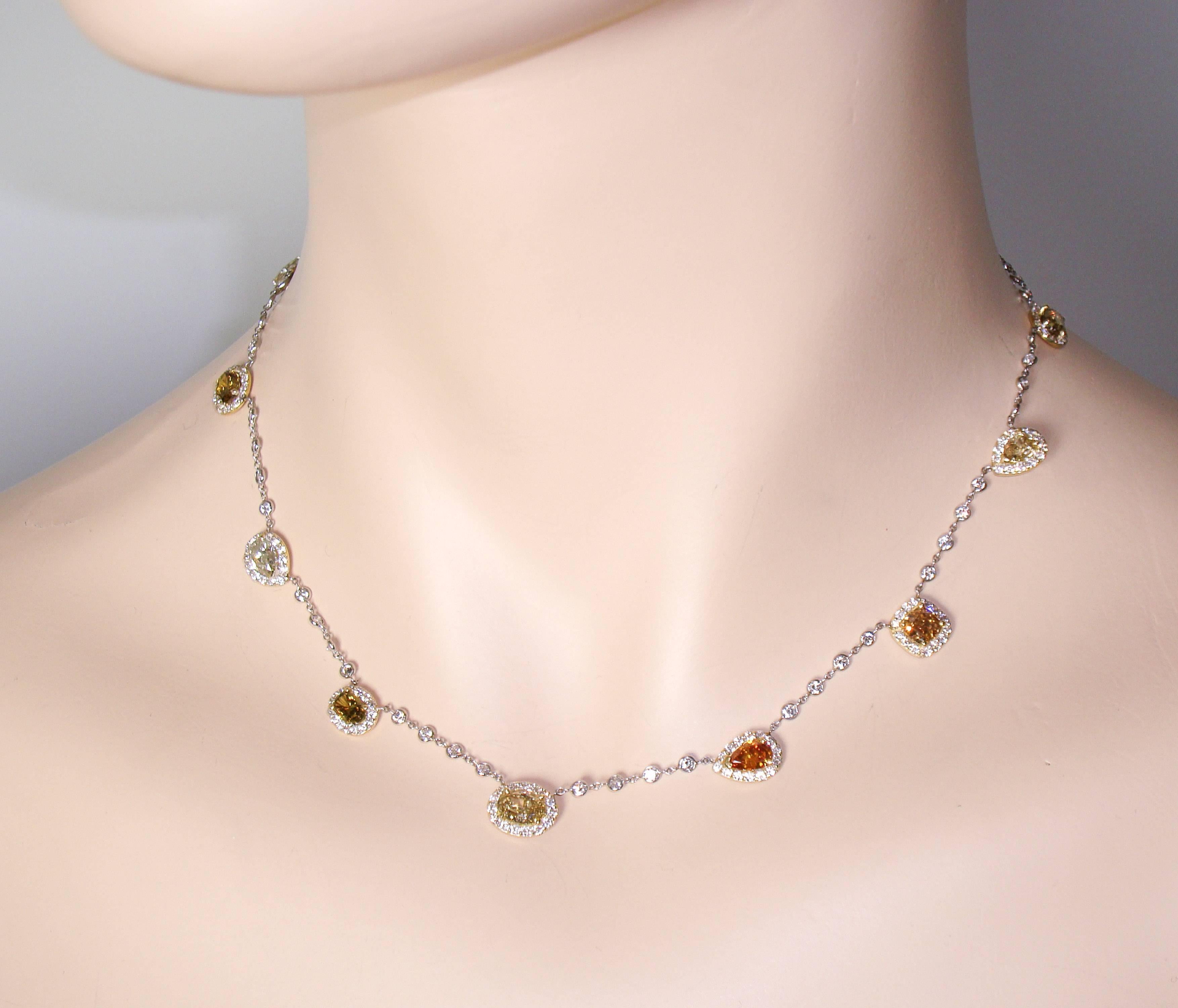 Natural Colored Diamond Necklace For Sale 1