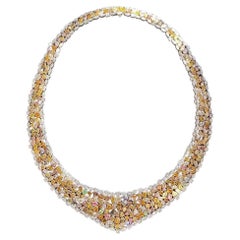 Collier de diamants de couleur naturelle, tailles mixtes en or massif 18K