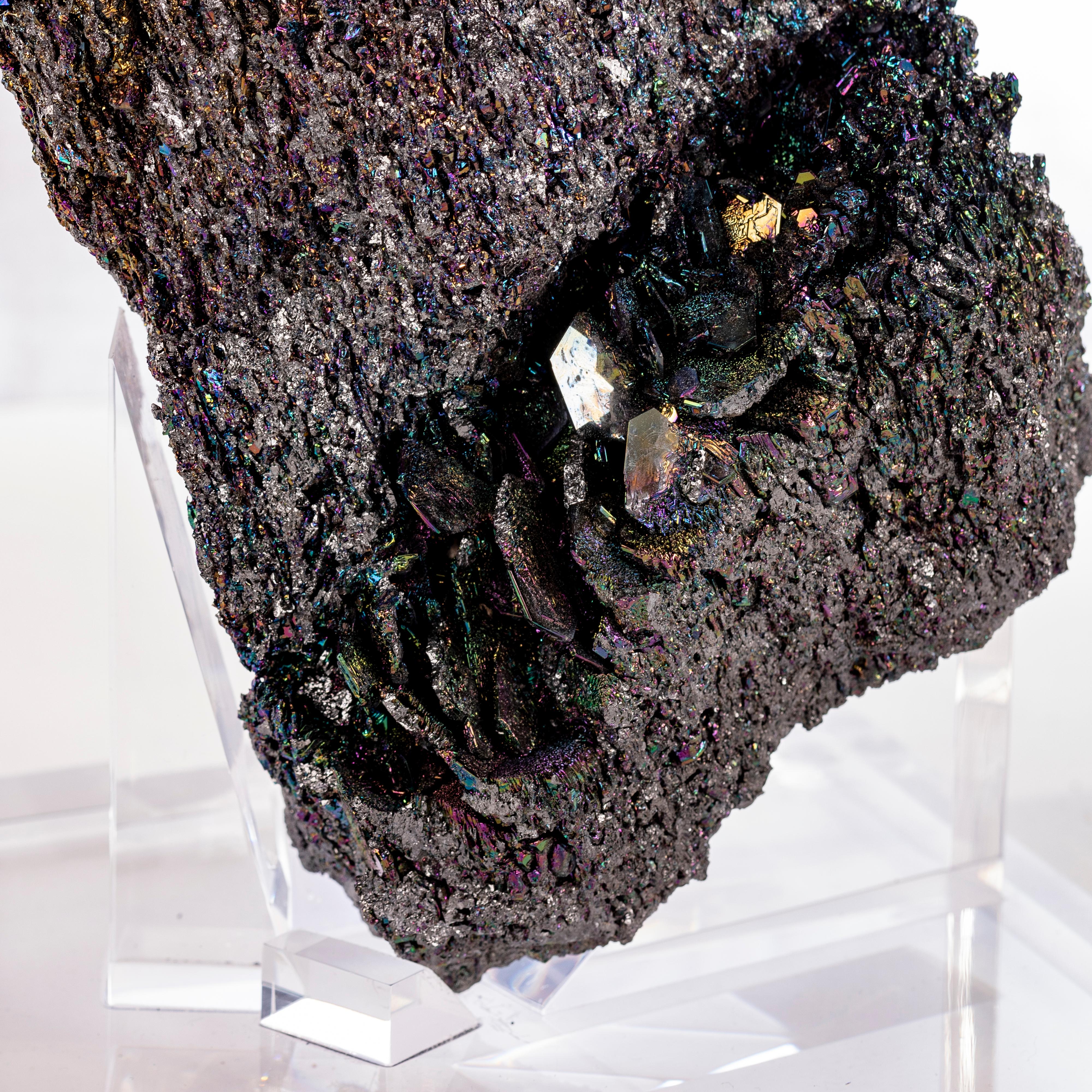 Natural Colorful Sculpture Silicon Carbide Mineral in Acrylic Base In Excellent Condition In Polanco, CDMX