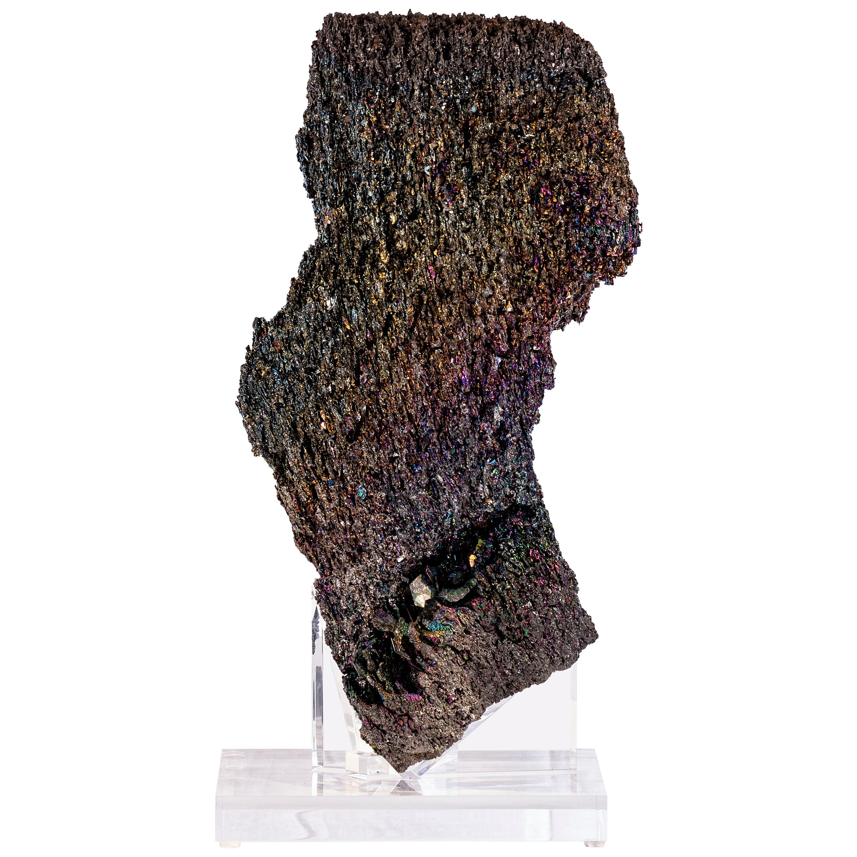 Natural Colorful Sculpture Silicon Carbide Mineral in Acrylic Base