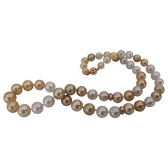 Natural Colors South Sea Pearl Necklace, 18 Karat Yellow Gold