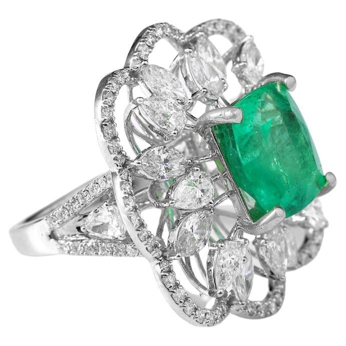 Natural Columbian Emerald Certified Ring with Diamond and 18k Gold For ...