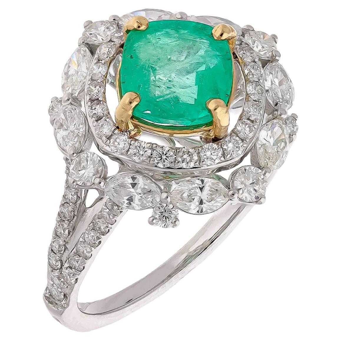 Natural Columbian Emerald Ring with Diamond in 18k Gold at 1stDibs ...