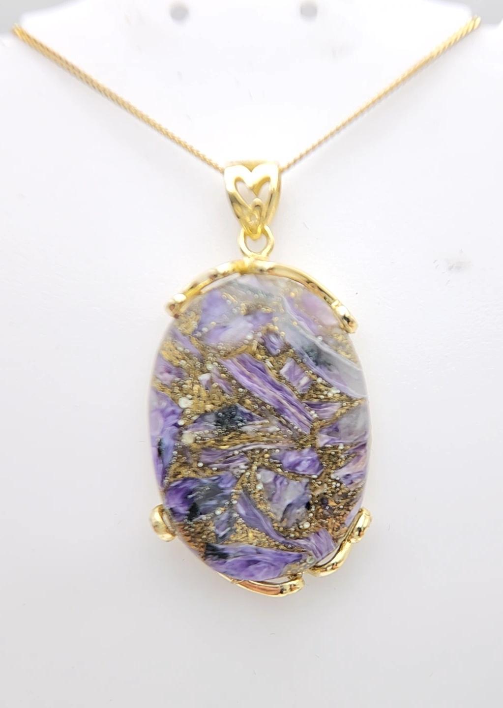 Natural Copper Malachite Stone Pendent Sterling Silver Plated with Yellow Gold For Sale 9