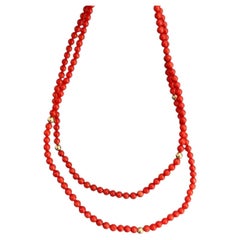 Natürliche Koralle Perlen Halskette mit 14k Gold Perlen, 18"