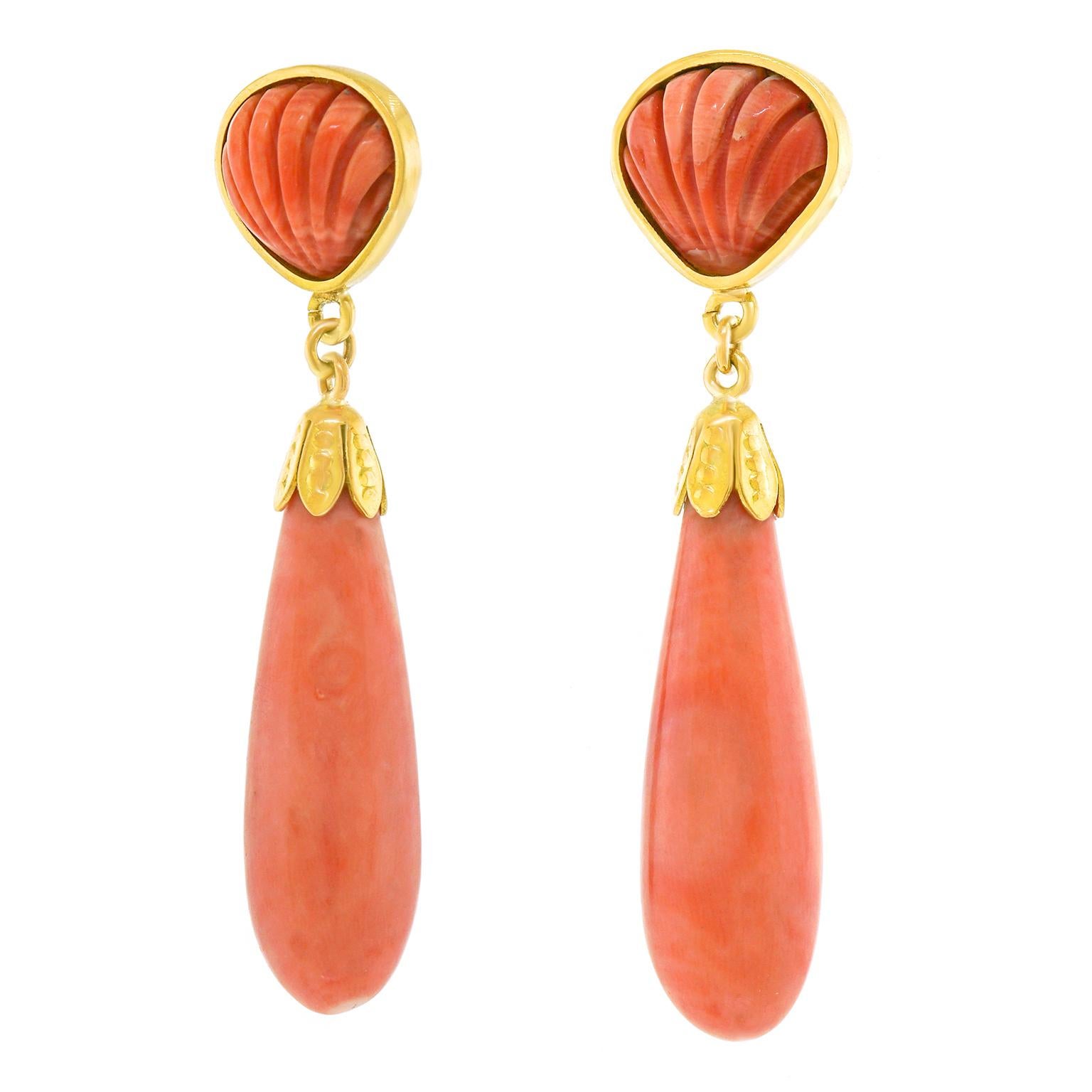 coral chandelier earrings