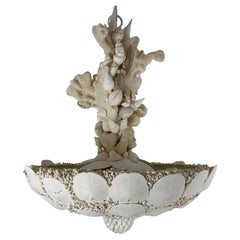 Natural Coral and Shell Bowl Chandelier