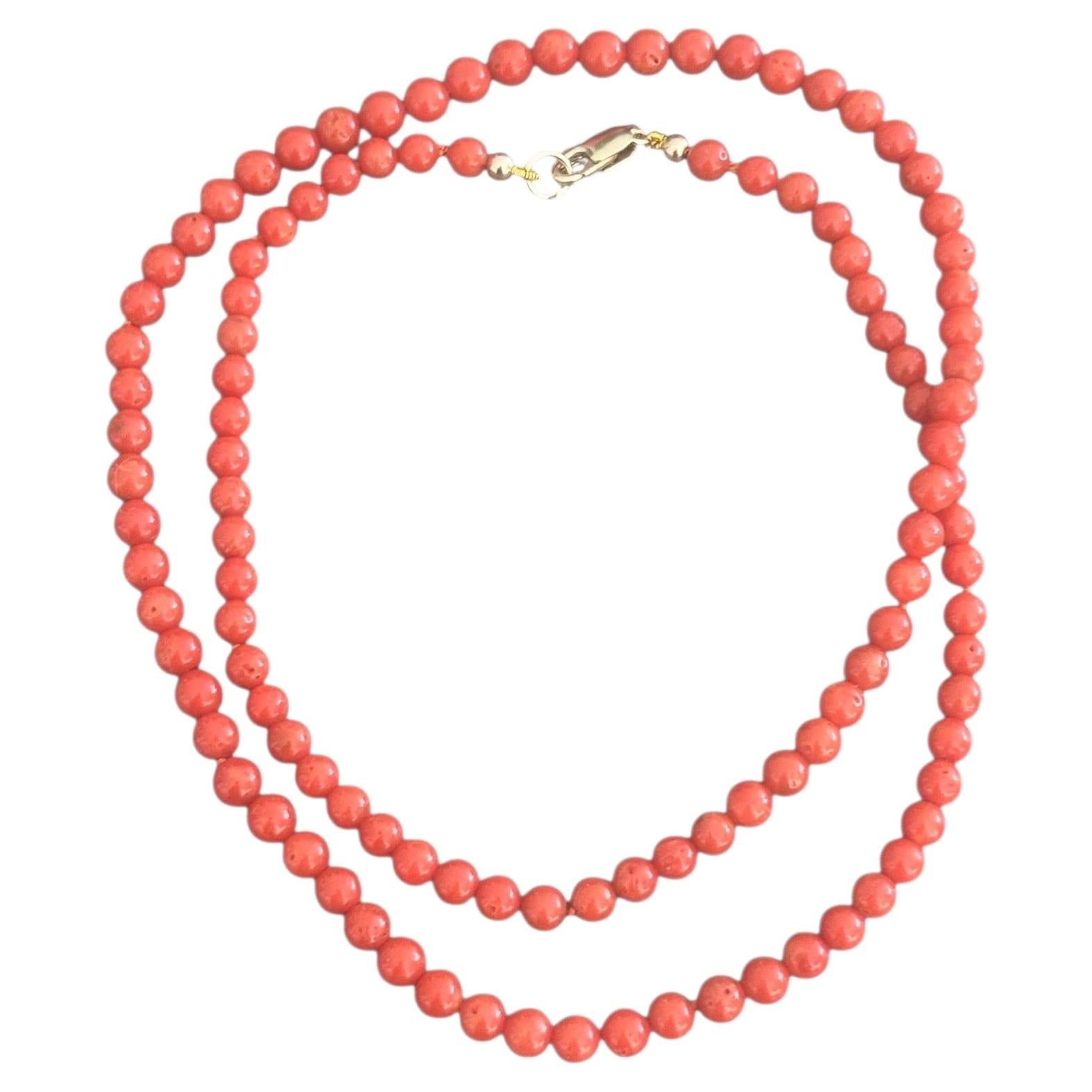 Collana con perline di corallo naturale e oro 14k, 20,5"