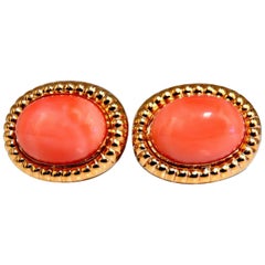 Natural Coral Clip Earrings 14 Karat