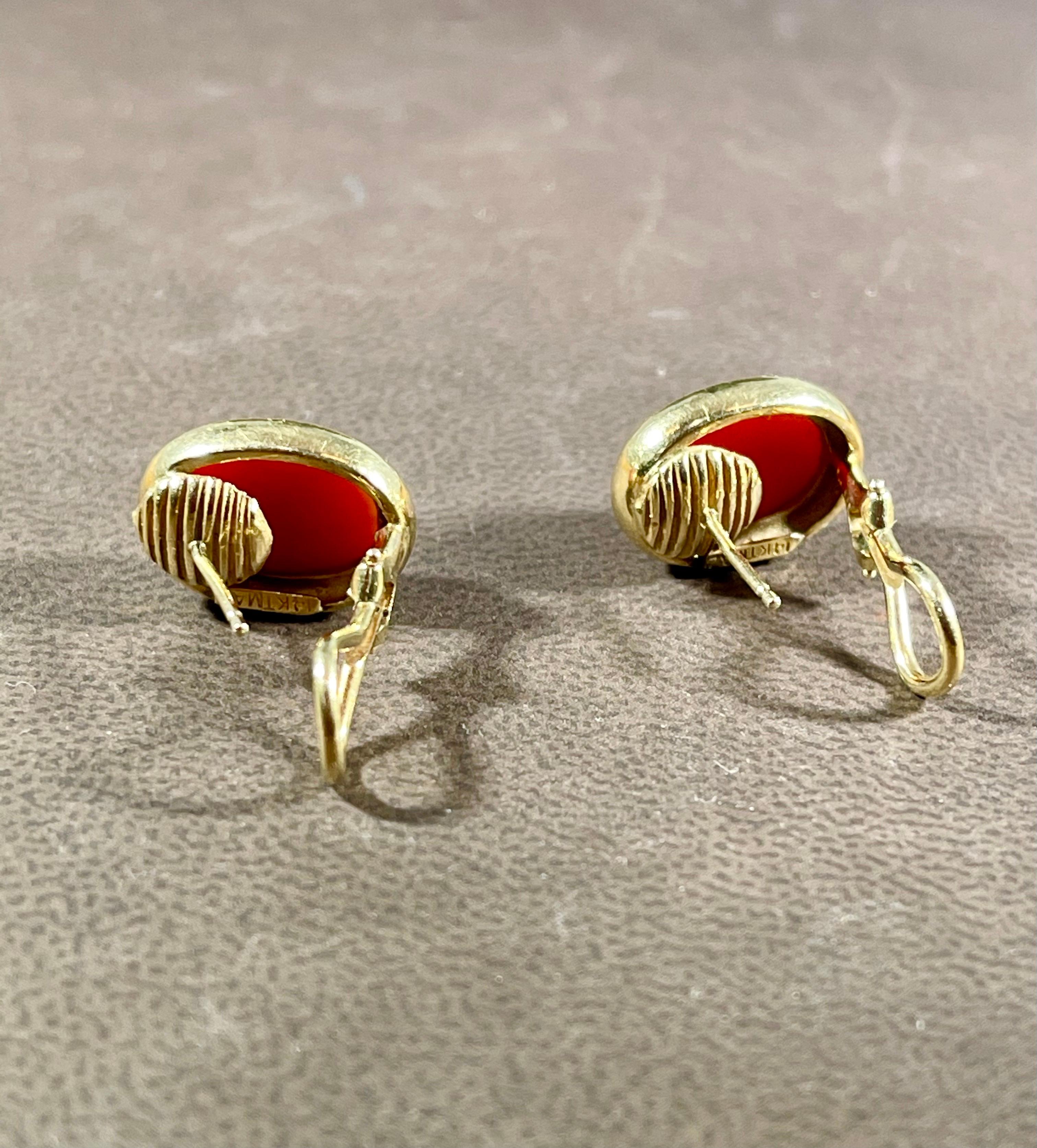 coral stud earrings gold
