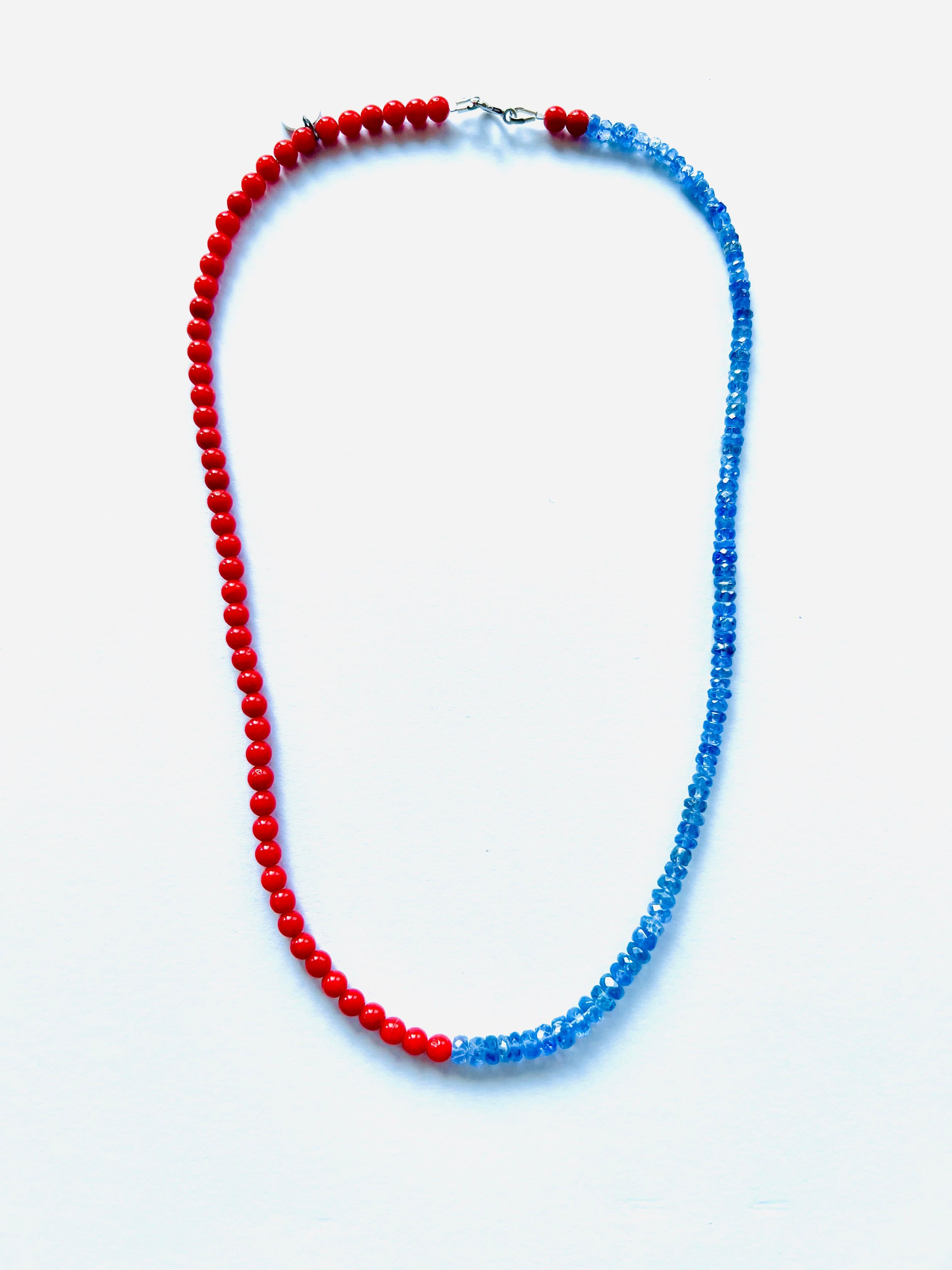 Perlina Collana con corallo naturale e tanzanite in vendita
