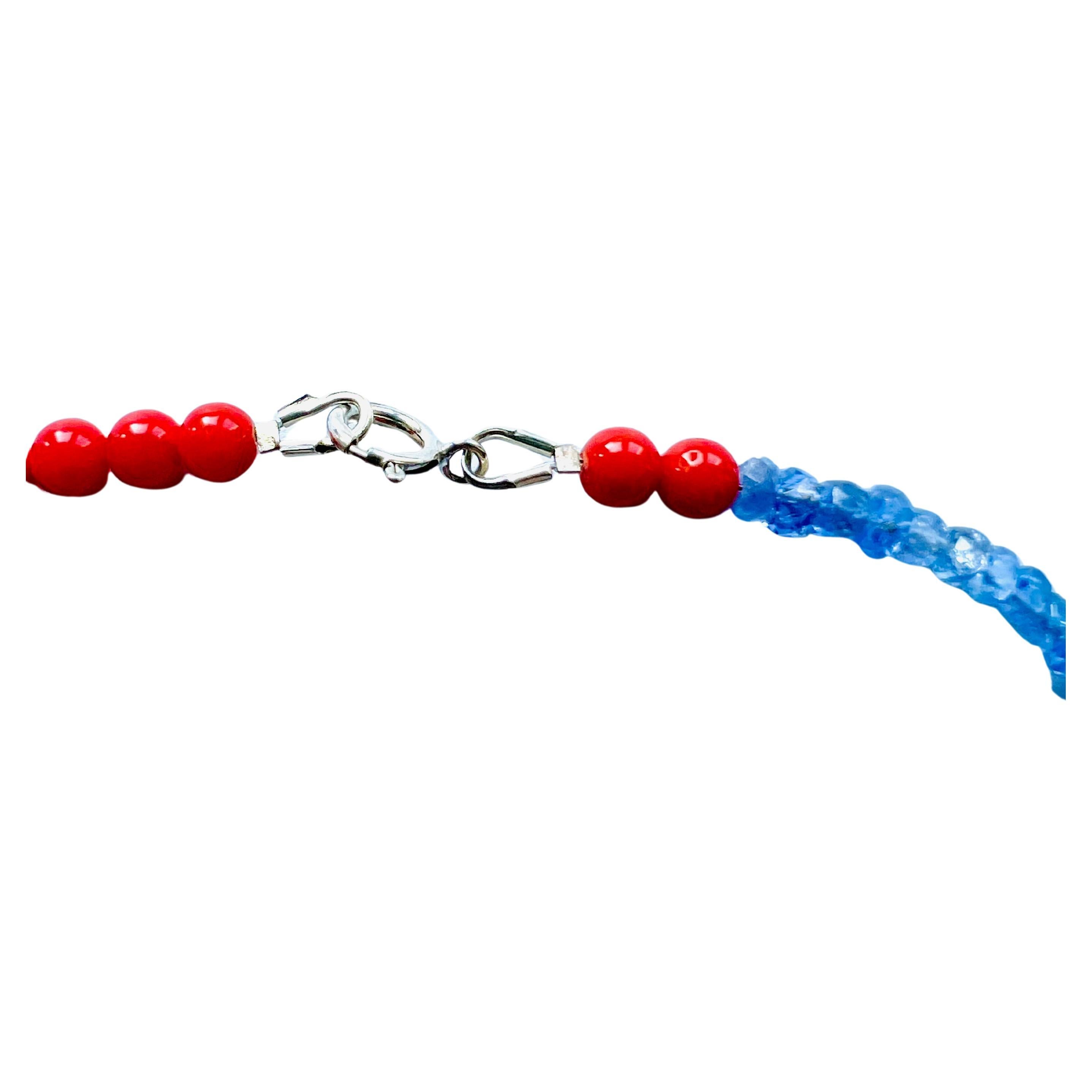 Collana con corallo naturale e tanzanite In condizioni Nuovo in vendita a Boostedt, SH