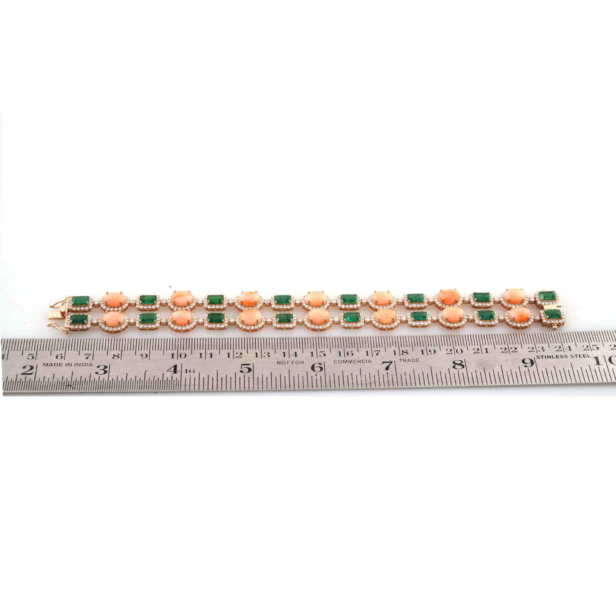 Bracelet d'émeraudes de Zambie en or jaune 18 carats avec diamants SI/H Pour femmes en vente