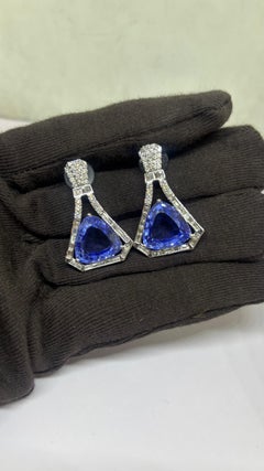 Natura Diamond & created Tanzanite Earring in 14k Gold