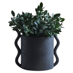 Small Black Crushed Limestone 
Wood Vessel by Studio Laurence