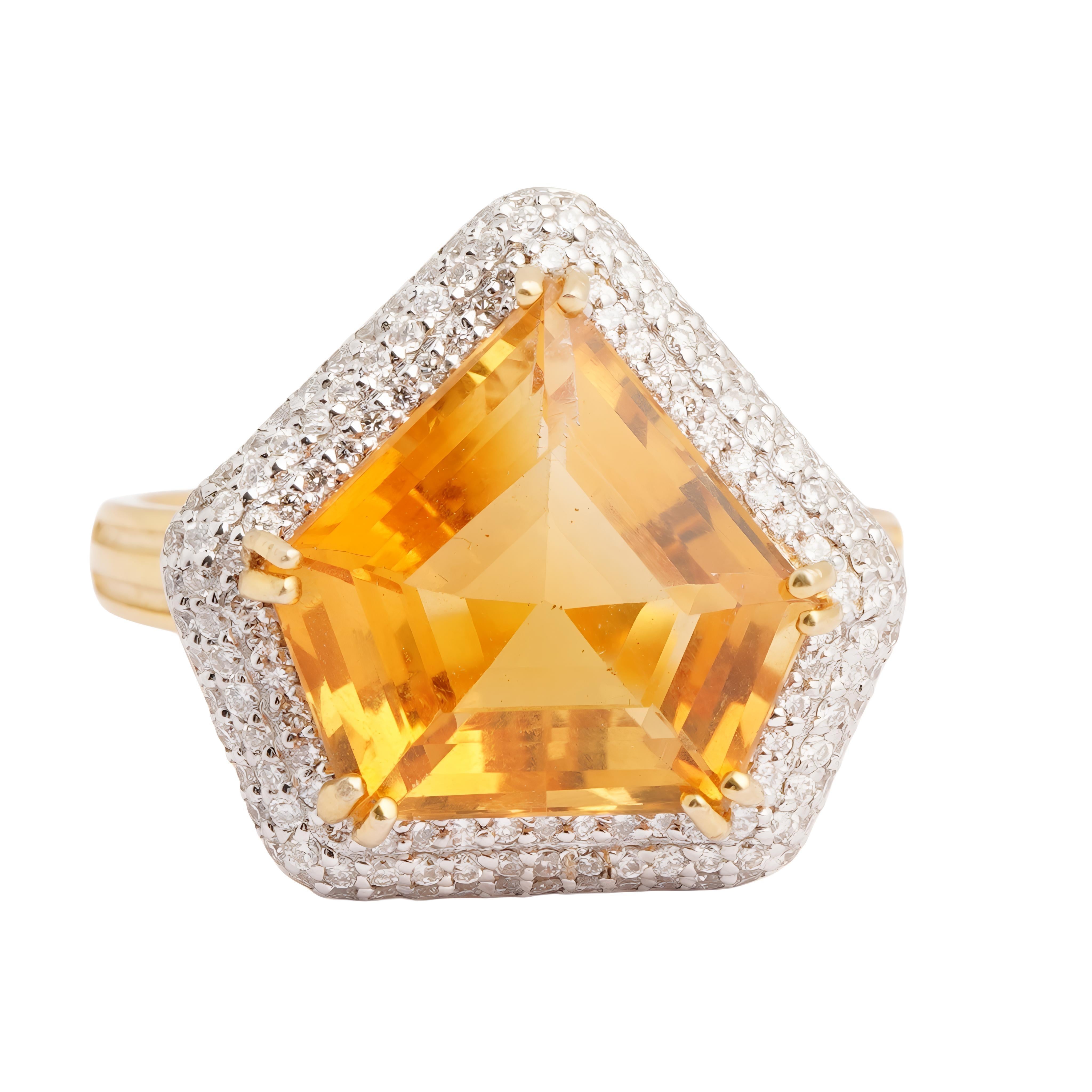 Natural crystal diamond ring in 14k gold (Asscher-Schliff) im Angebot
