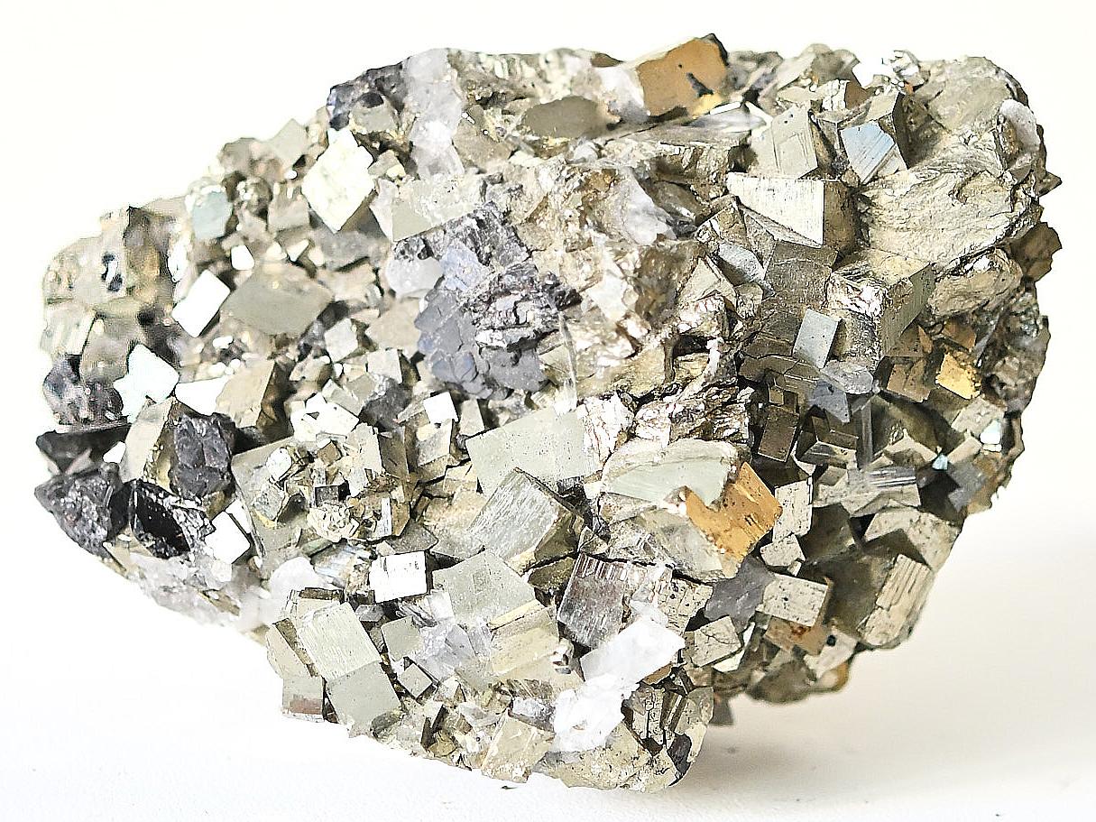 Peruvian Natural Cubic Pyrite and Quartz Cluster Weighing 7.5 lbs For Sale