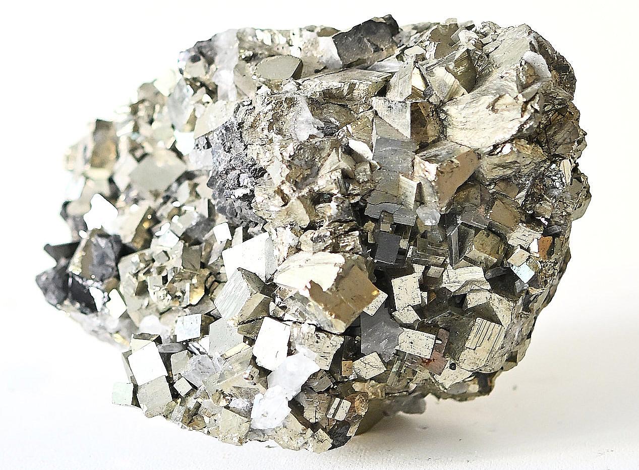 18th Century and Earlier Natural Cubic Pyrite and Quartz Cluster Weighing 7.5 lbs For Sale
