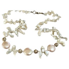 Natural Cultured Freshwater Coin and Keshi Pearl Necklace
