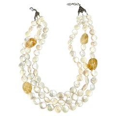 Freshwater Coin Pearl Citrine Necklace