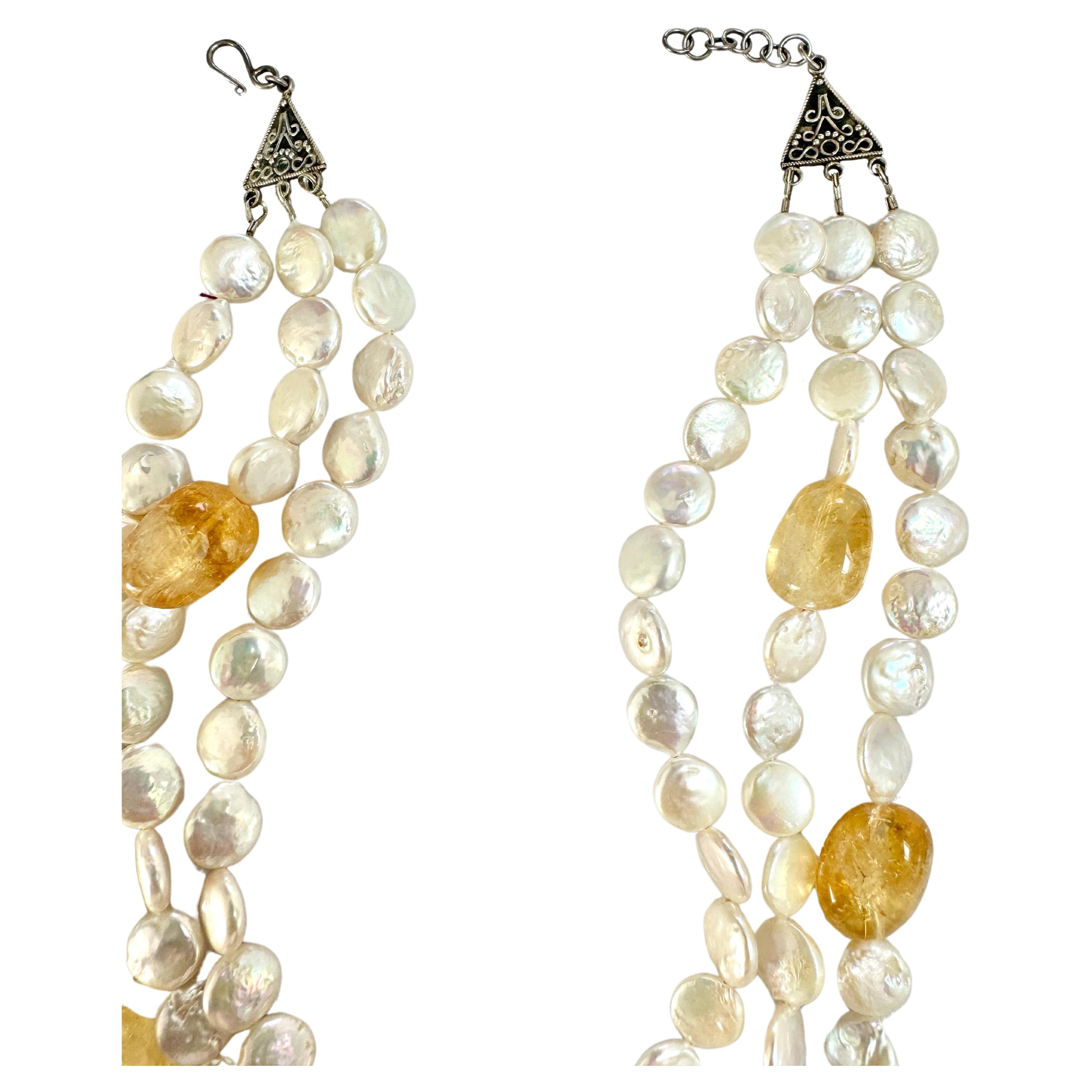 Artiste Collier de perles d'eau douce et de citrine en vente