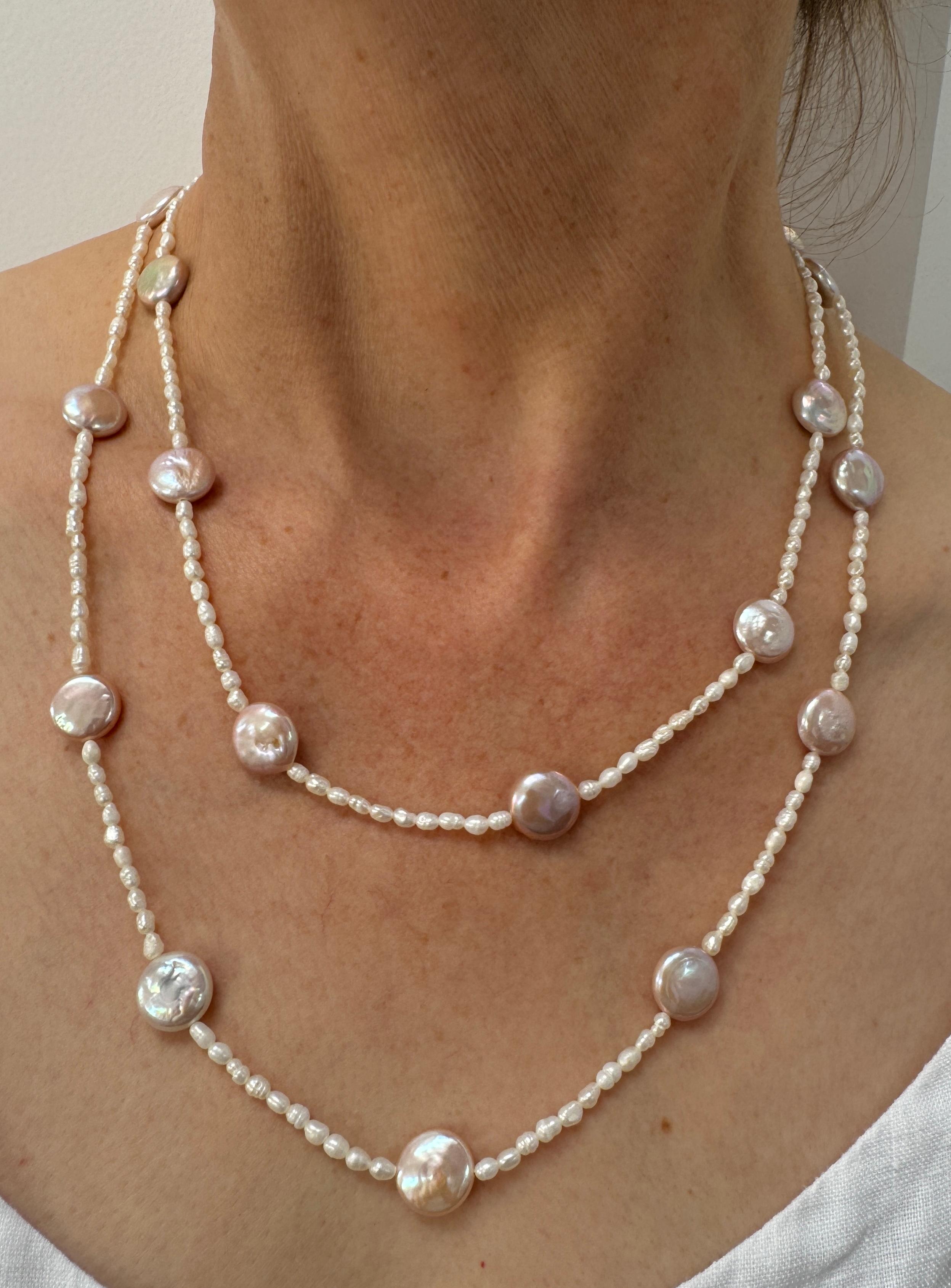 Natural Cultured Freshwater Pink Pearl Necklace Earrings Set In New Condition For Sale In Lake Worth, FL