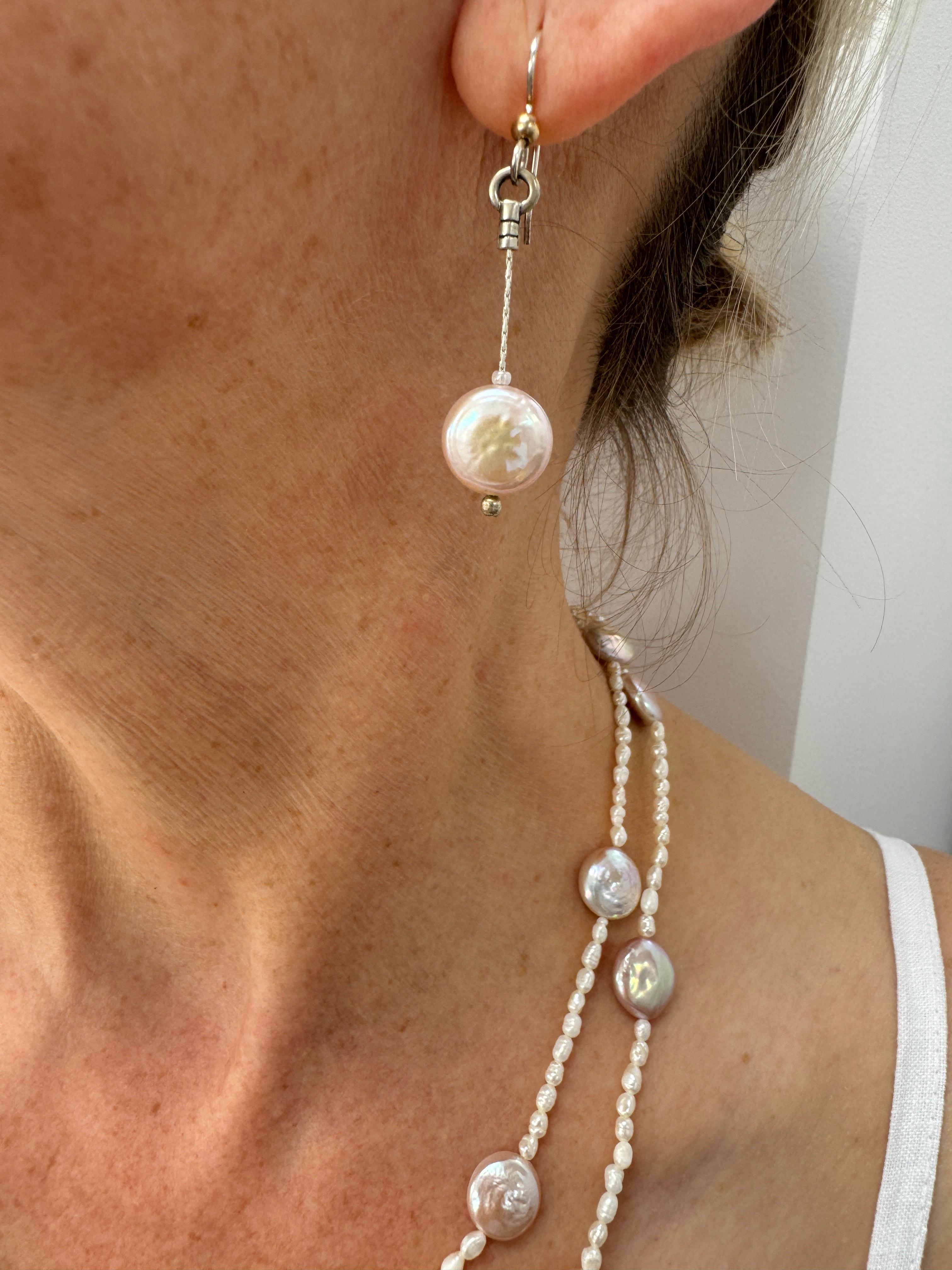 Women's Natural Cultured Freshwater Pink Pearl Necklace Earrings Set For Sale