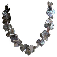 Natural Cultured Keshi Pearls Cultured Pearls 925 Sterling Silver Necklace