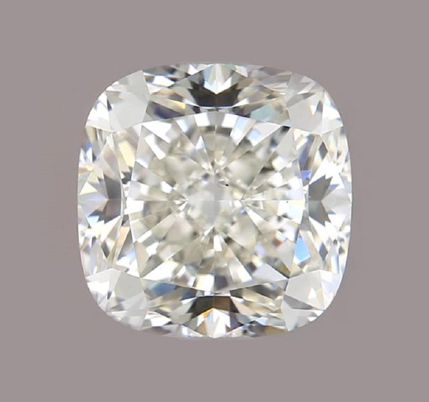 Natural Cushion Cut Diamond in a 1.70 Carat J VS2, GIA Certificate For Sale