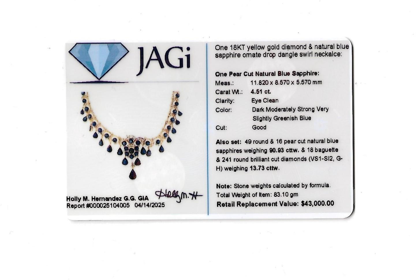 Collier pendentif en or jaune 18 carats avec saphir bleu foncé naturel et diamant en vente 4