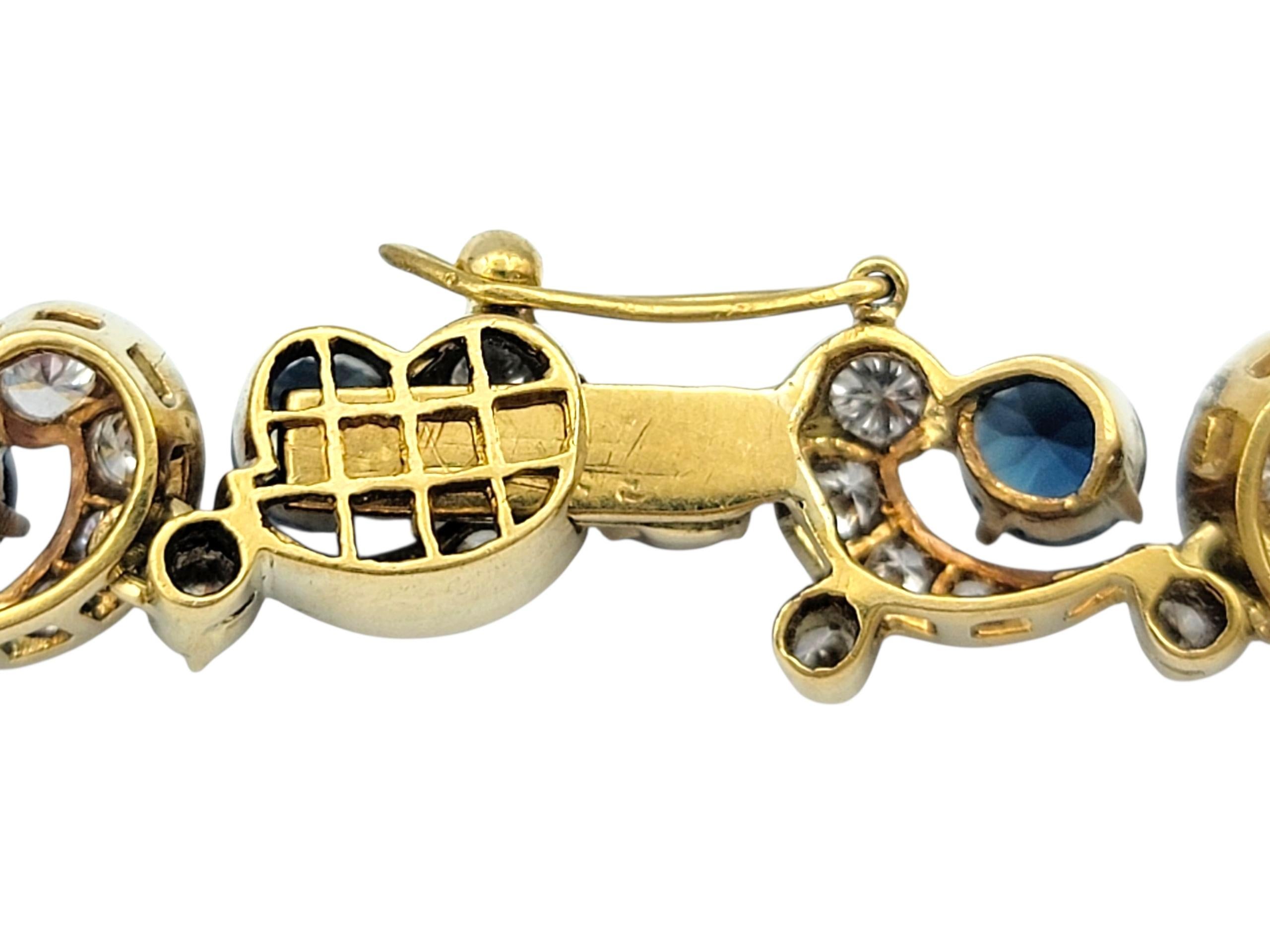 Collier pendentif en or jaune 18 carats avec saphir bleu foncé naturel et diamant Pour femmes en vente