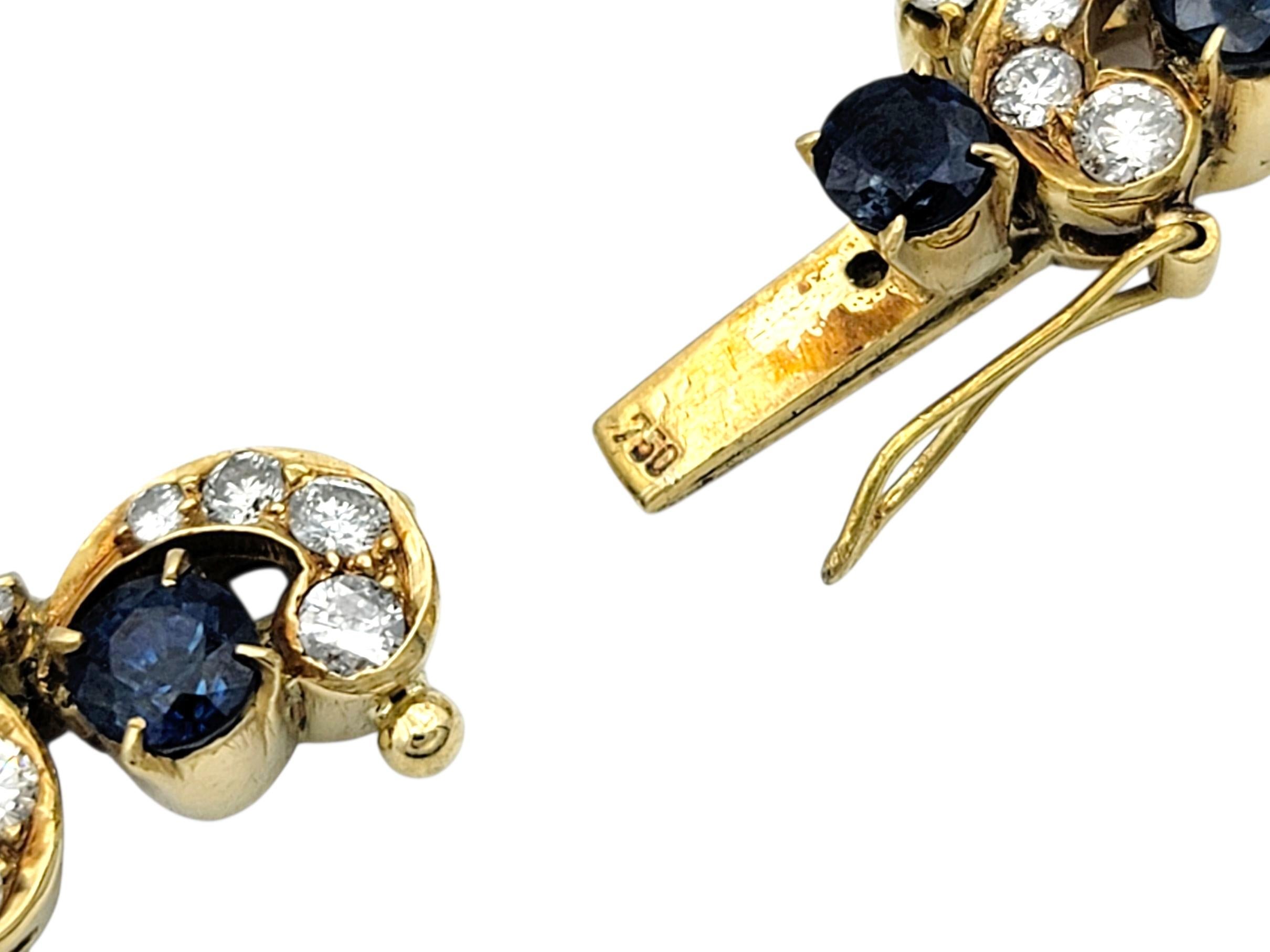 Collier pendentif en or jaune 18 carats avec saphir bleu foncé naturel et diamant en vente 1